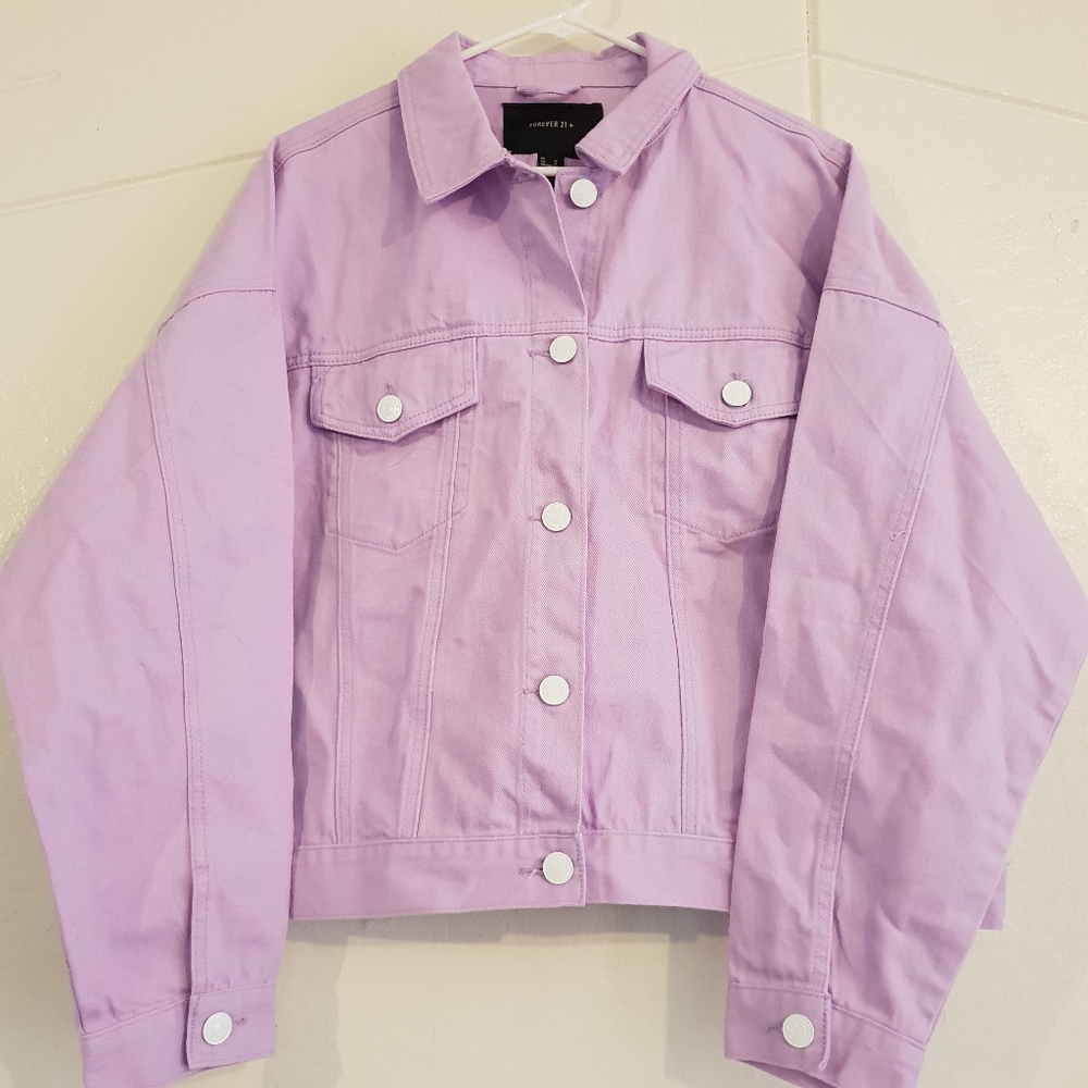 NWOT FOREVER21+ Lavendar jean jacket